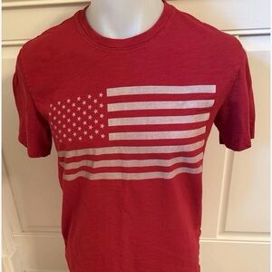 Lucky Brand T-shirt Men’s Medium Red American Flag 100% Cotton Short Sleeves